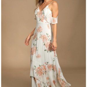 Lulus Take You There Ivory Floral Print Maxi Dress